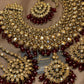 Exquisite Champagne Gold Maroon Deep Red Bridal Jewellery Ser