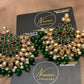 Emerald Green Antique Gold Kundan Earrings Set