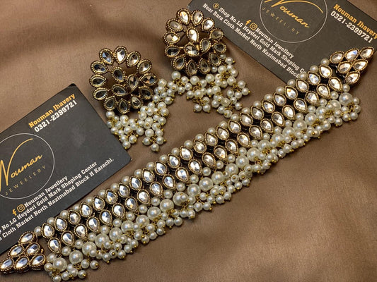 Classic Kundan Pearl Necklace Set