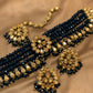Exquisite Zircon Dark Solid Navy  Aqua Blue Color Gorgeous Style Choker Necklace Set