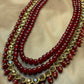 Exquisite Zircon Champagne with Maroon Classy Long Heavy Bridal Look Mala Necklace