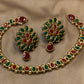 Kundan Pearl Necklace Set Maroon Green