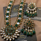 Gorgeous Look Kundun Emerald Long Mala Pendant Set