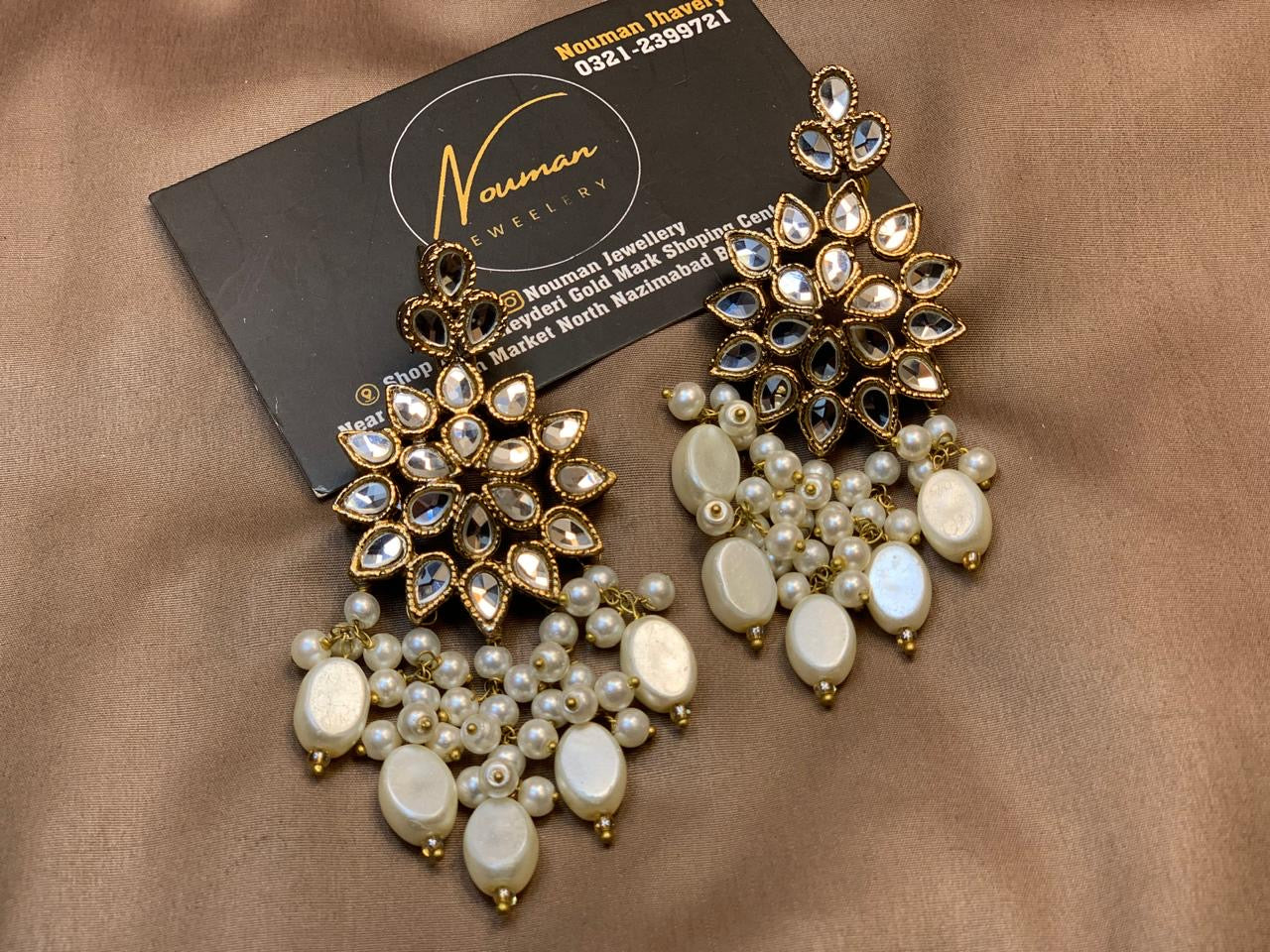Kundan Pearl Jhumka Jhalar Earrings