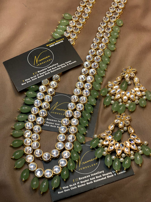 Kundun Mint Green Long Mala Set 2 Layers Kundun