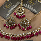 Shocking Dark Magenta Kundan Pearl Statement Jewellery Set