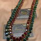 Deep Maroon Green Kundan Long Mala – Antique Gold Plated