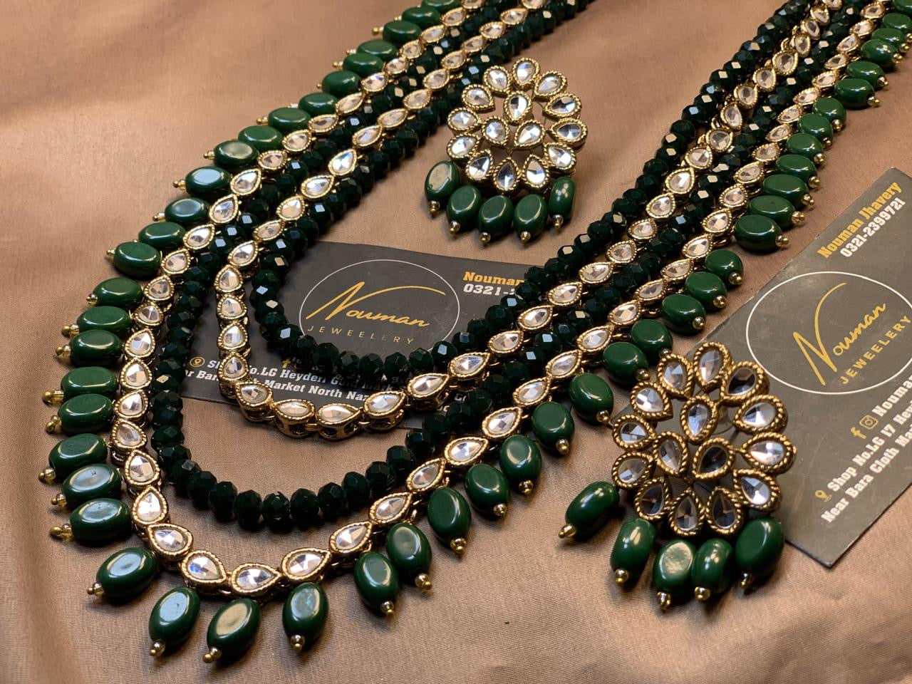 Emerald Green Kundan Long Mala Set