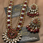 Gorgeous Look Kundun Maroon Ruby Mala Pendant Set