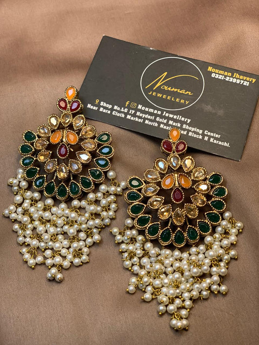 Royal Kundan Pearl Jhalar Earrings