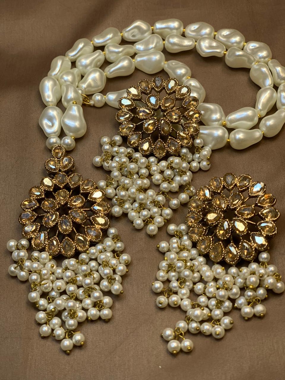 Pearl Jhalar Pendant Set