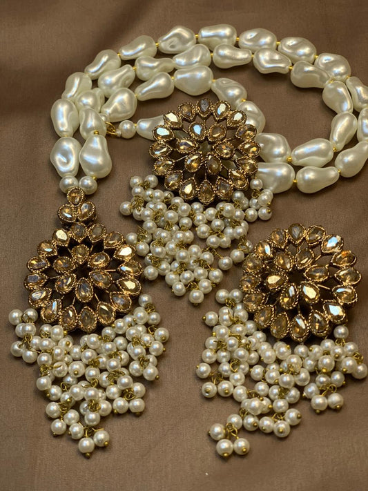 Pearl Jhalar Pendant Set