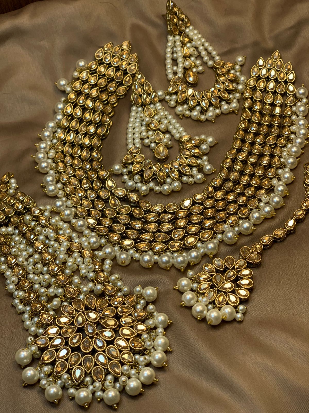 Zircon 7 Layers Kundun Pearl Bridal Set