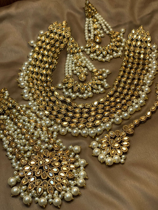 Zircon 7 Layers Kundun Pearl Bridal Set