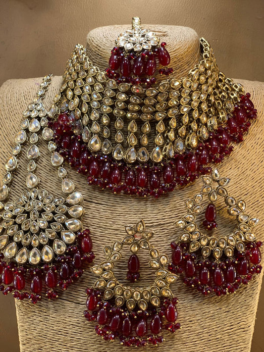 Zircon Maroon Bridal Set